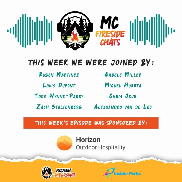 Podcast promotional graphic for "MC Fireside Chats," airing March 13th 2024, featuring names of various guest speakers.